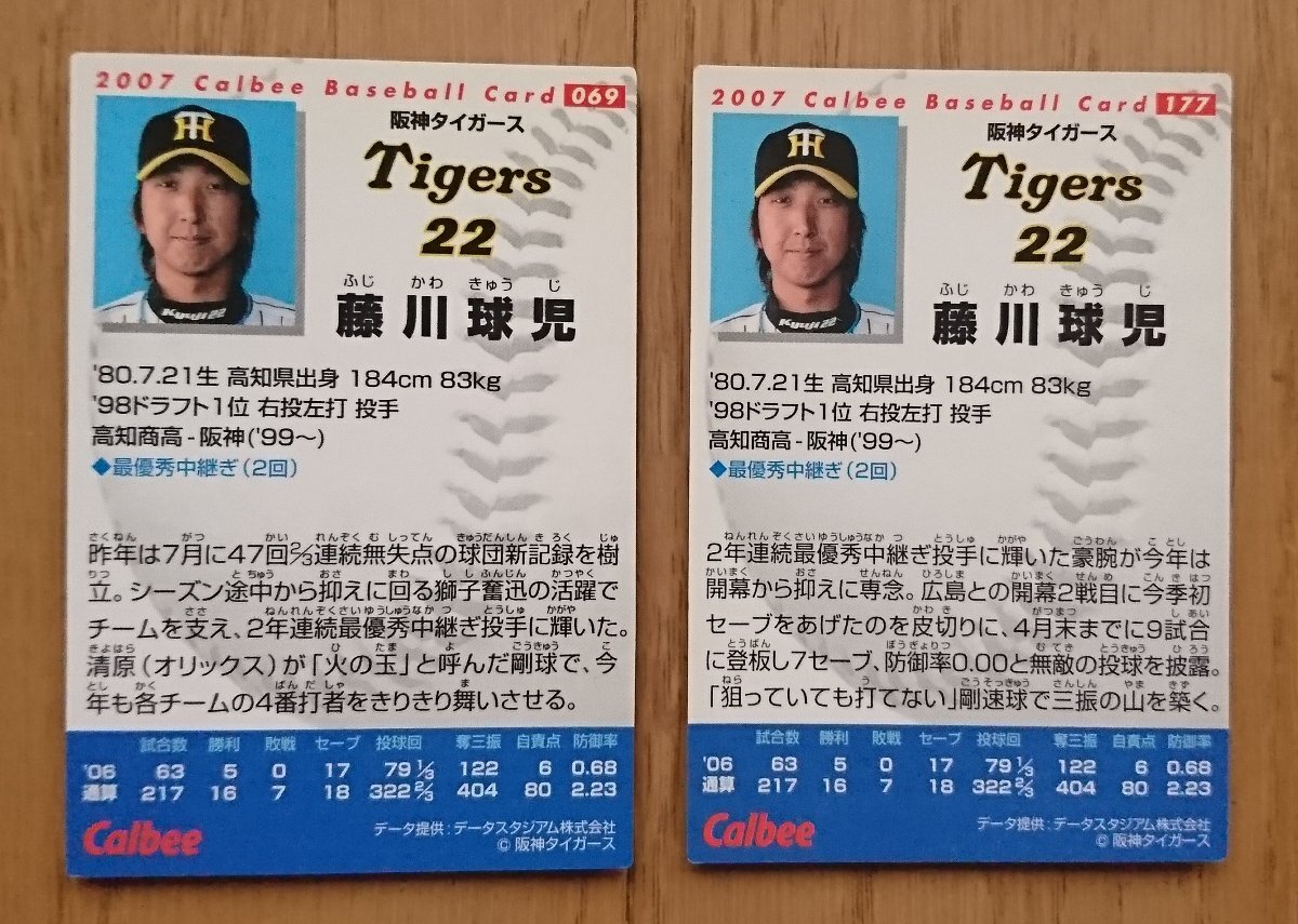[ карта * Calbee 2007 год ] глициния река лампочка .069 / 177 итого 2 шт. комплект Hanshin Tigers Calbee Professional Baseball chip s