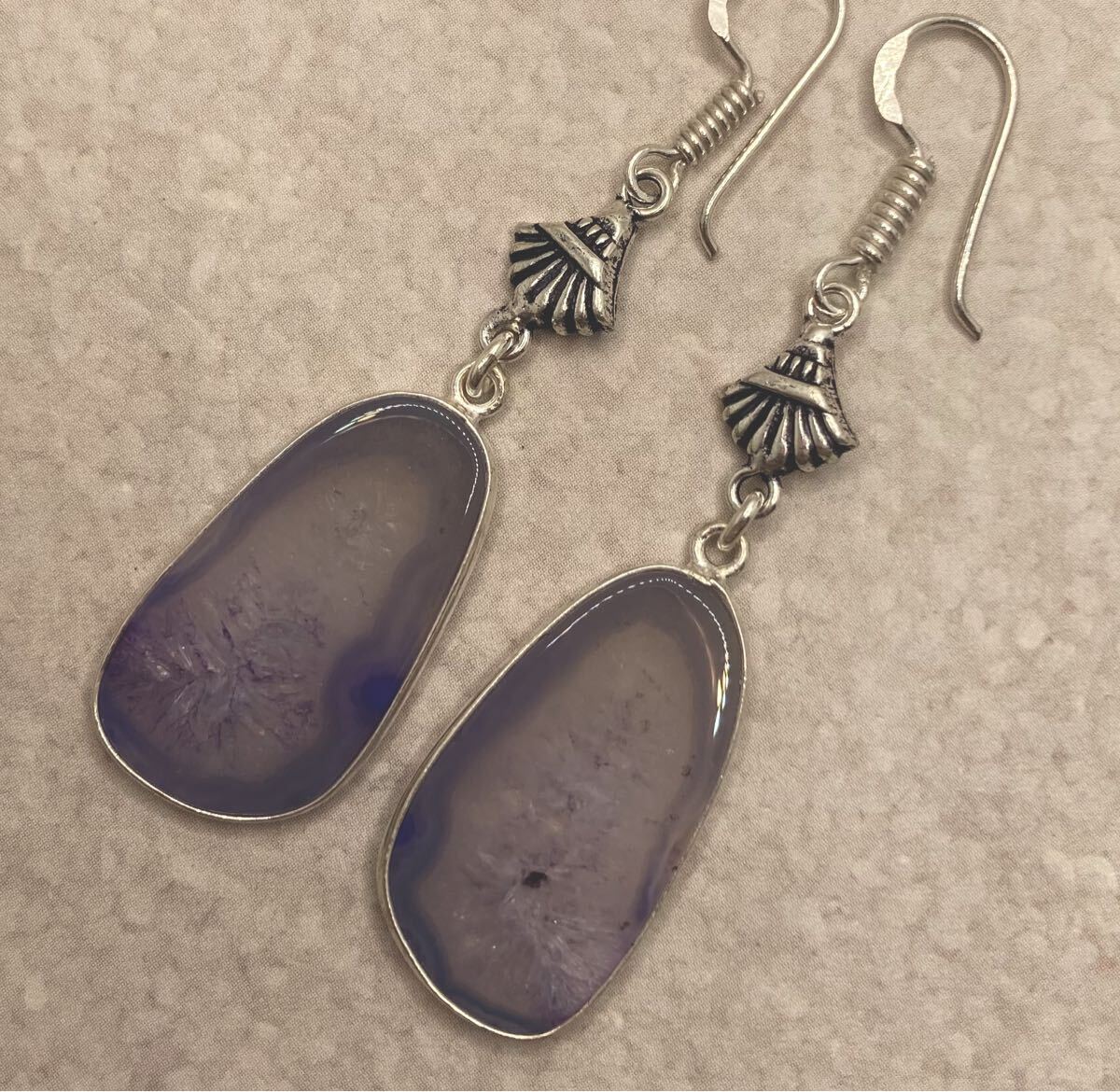 天然石★アゲートのアンティーク調ゆらゆらピアス★レディースシルバーカラーストーンエスニックアジアン雑貨新品宝石Y-RSHOP_画像2