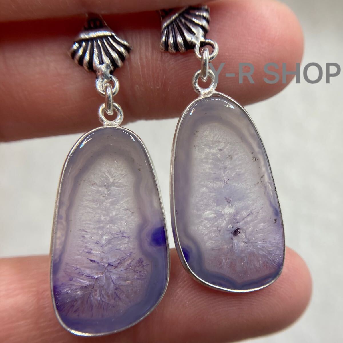 天然石★アゲートのアンティーク調ゆらゆらピアス★レディースシルバーカラーストーンエスニックアジアン雑貨新品宝石Y-RSHOP_画像1