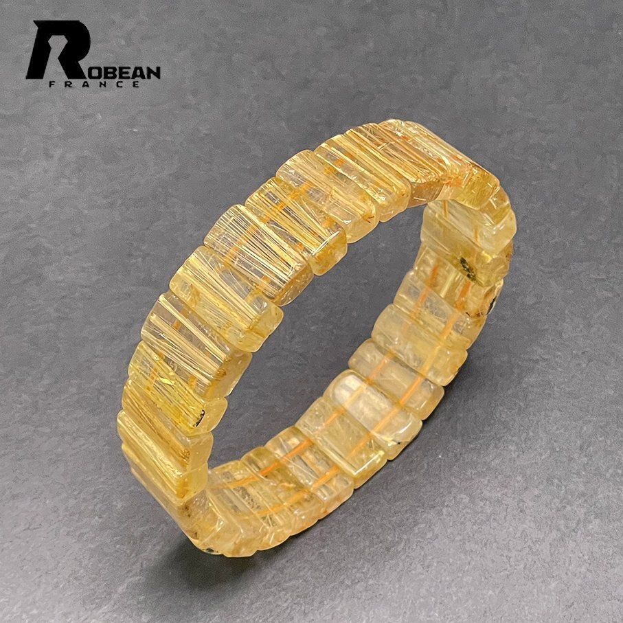 上級 EU製 定価21万円★ROBEAN・タイチンルチルバングル★黄金針水晶 ブレスレット パワーストーン 金運 お守り 14.6*7.6*5.9mm M718164