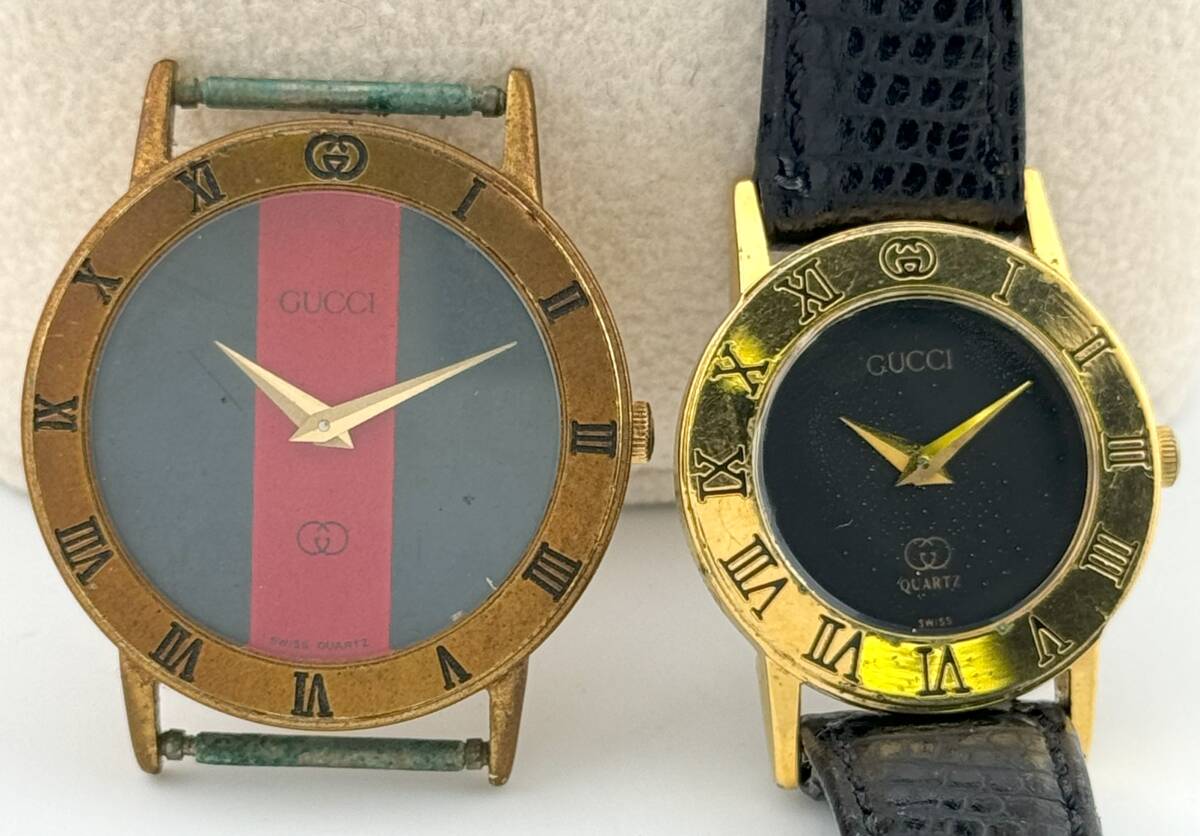 「グッチ　1円～」　「GUCCI」　3000L　黒文字盤　シェリーライン　腕時計　クォーツ　稼働　E12177