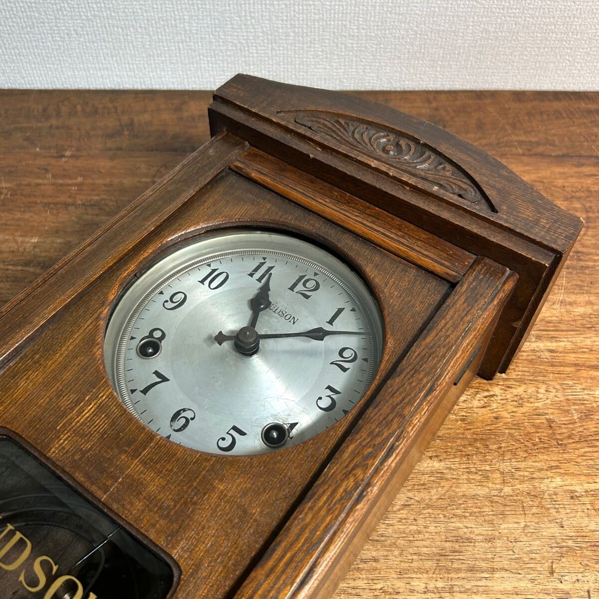 振子時計 古時計 HUDSON ハドソン 動作品 ゼンマイ アンティーク