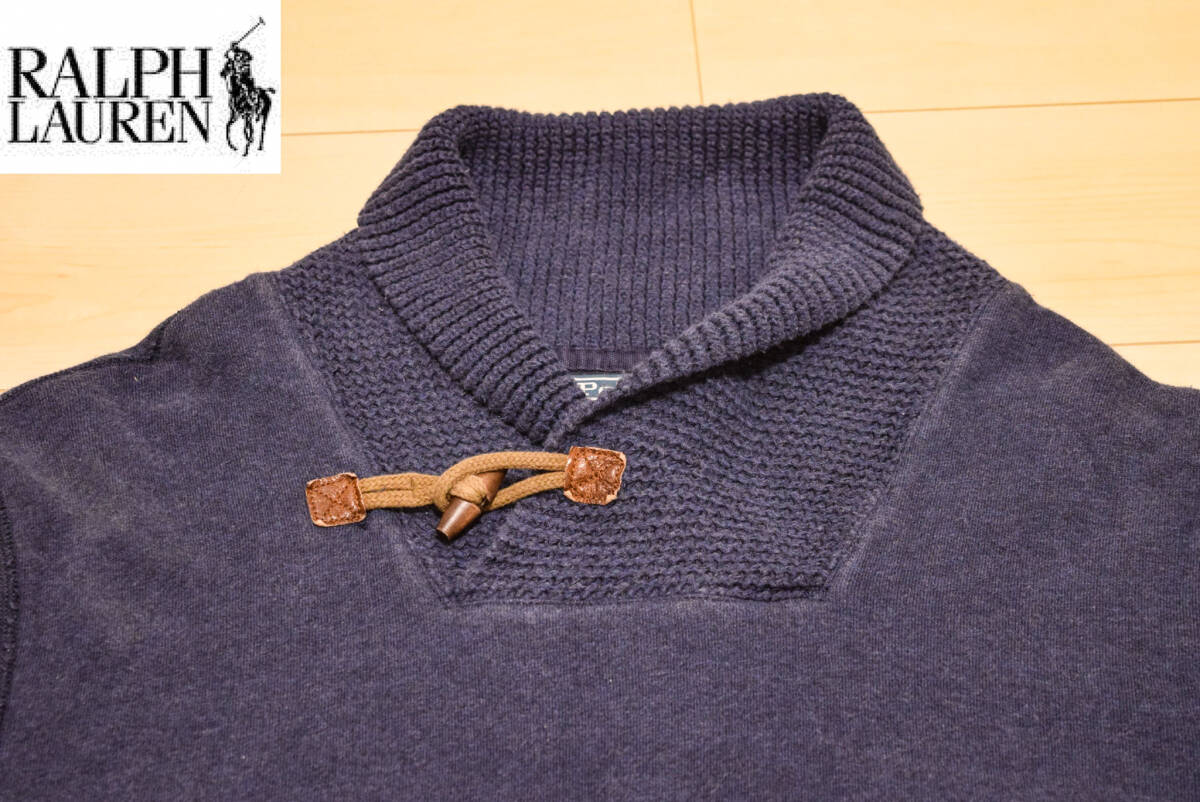 ラルフローレン コットン 100% 肘革 エルボパッチ ショールカラー スウェット トレーナー 2XL 冬 (W00100111)