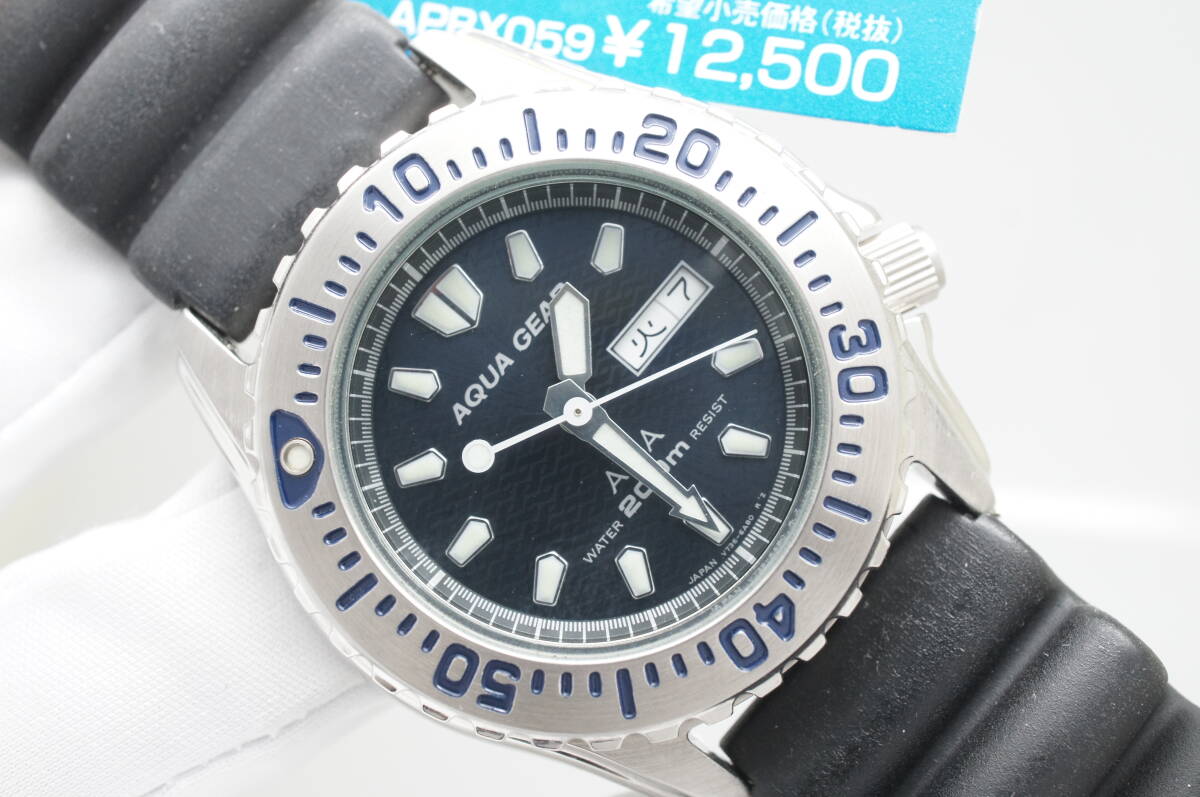 J47●作動良好 未使用デッドストック SEIKO セイコー ALBA アルバ AQUA GEAR 1996年製 V736-6A30 メンズ腕時計 シルバー お洒落 クォーツ