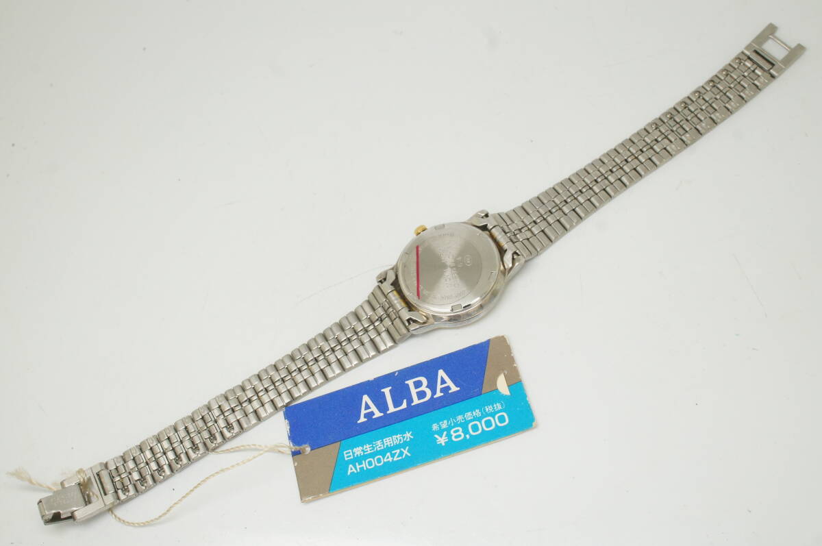 J65●作動(dòng)良好 未使用デッドストック SEIKO セイコー ALBA アルバ V782-X092 白文字盤 デイト レディース腕時(shí)計(jì) コンビ お灑落 クォーツ
