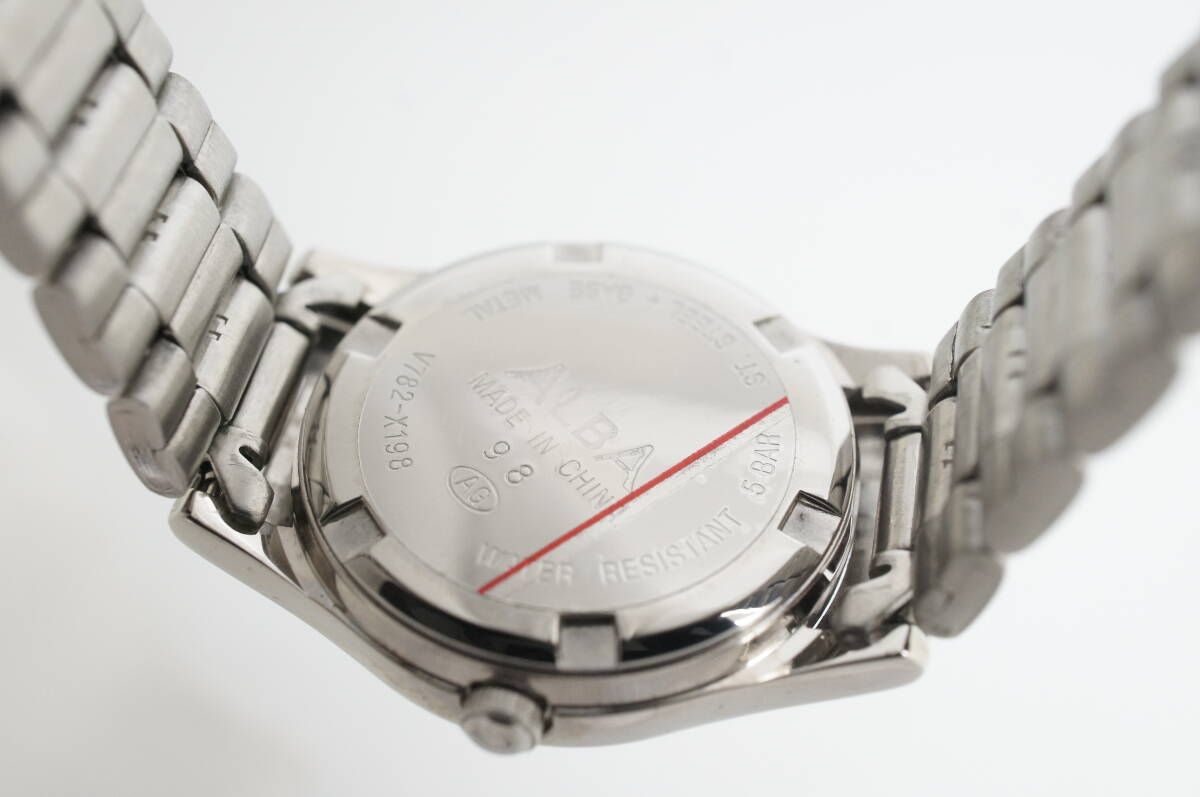 J66●作動良好 未使用デッドストック SEIKO セイコー ALBA アルバ V782-X198 デイト レディース腕時計 シルバー お灑落 クォーツ
