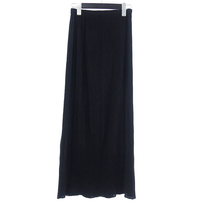 【PRICE DOWN】ISSEY MIYAKE プリーツ 加工 ロング スカート ブラック サイズ レディースM