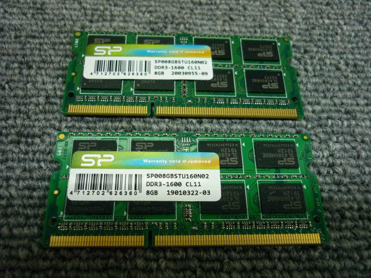 ■[返品返金可]　SP ノート用メモリ基板 DDR3-1600(PC3-12800) 8GB2枚組 動作未確認 中古品　クリックポスト発送■