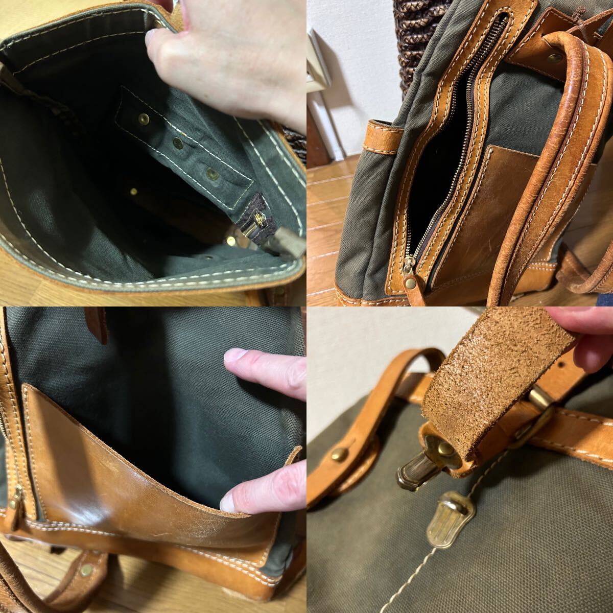 HERZ ヘルツ 中古古着キャンバス&レザー切り替えリュック バック