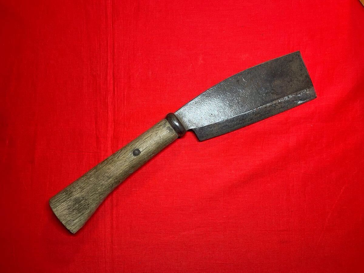 【鉈】ナタ 在銘 片刃 重量約0.71kg 薪割り 大工道具 古道具 農具 林業 山師 枝打竹割り アウトドア キャンプ 当時物 現状品