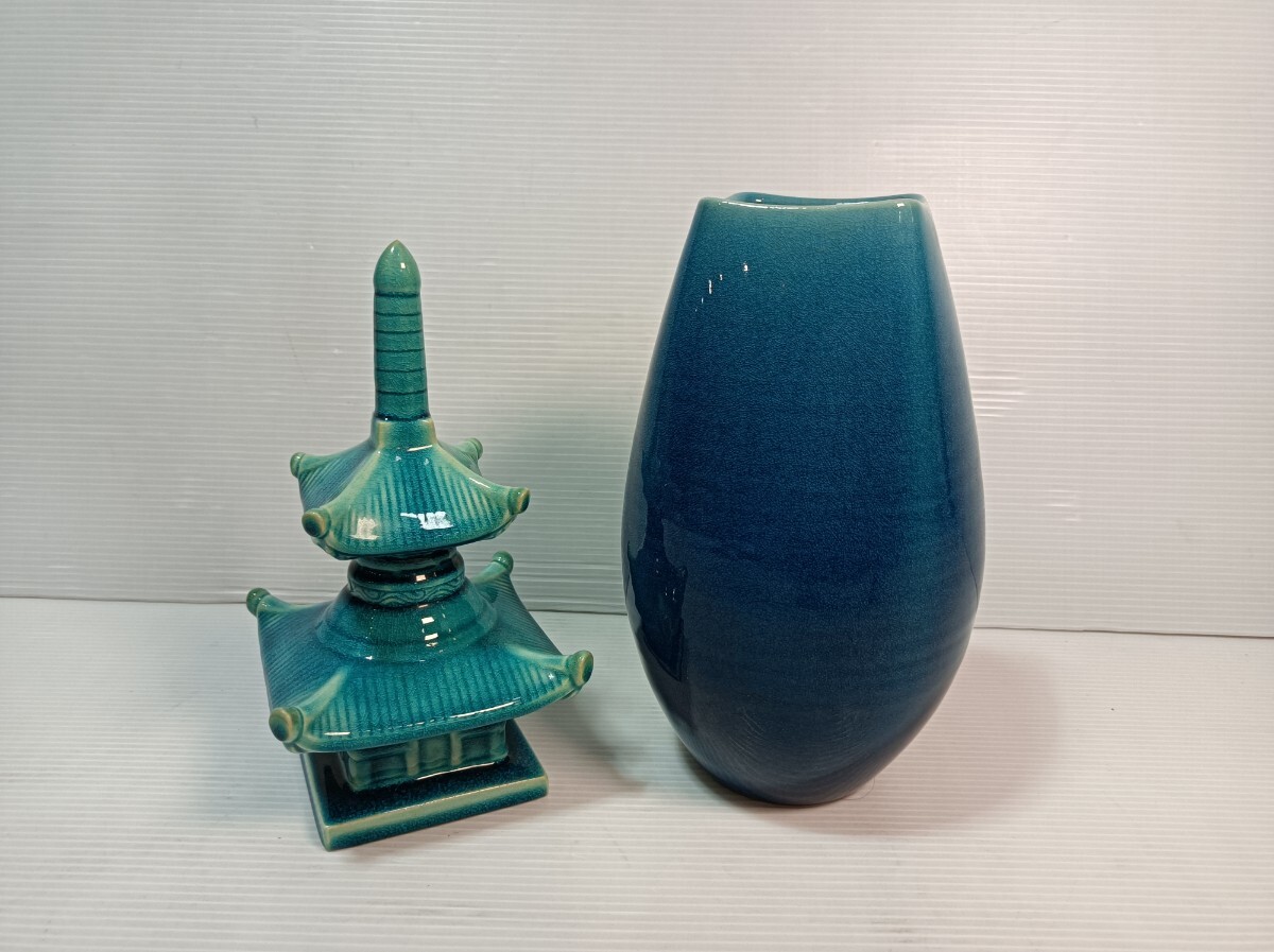 nn0202 116 ☆美品☆ 京焼 山崎光洋 作 多寶塔 花瓶 2点 まとめ売り 