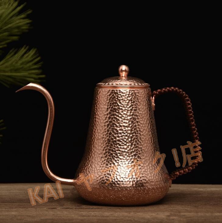 ☆新品高品質 純銅コーヒーポット制コーヒー器具銅イメージ紫銅ハンマー紋コーヒーポット細口ポットコーヒーポット900ML