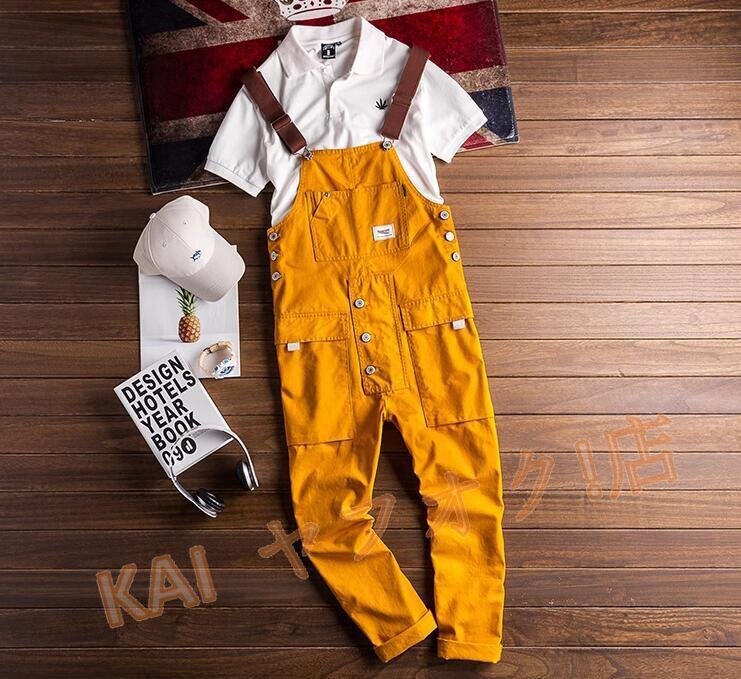 * new goods men's overall coveralls cargo pants work clothes all-in-one overall Work wear large size yellow S~5XL