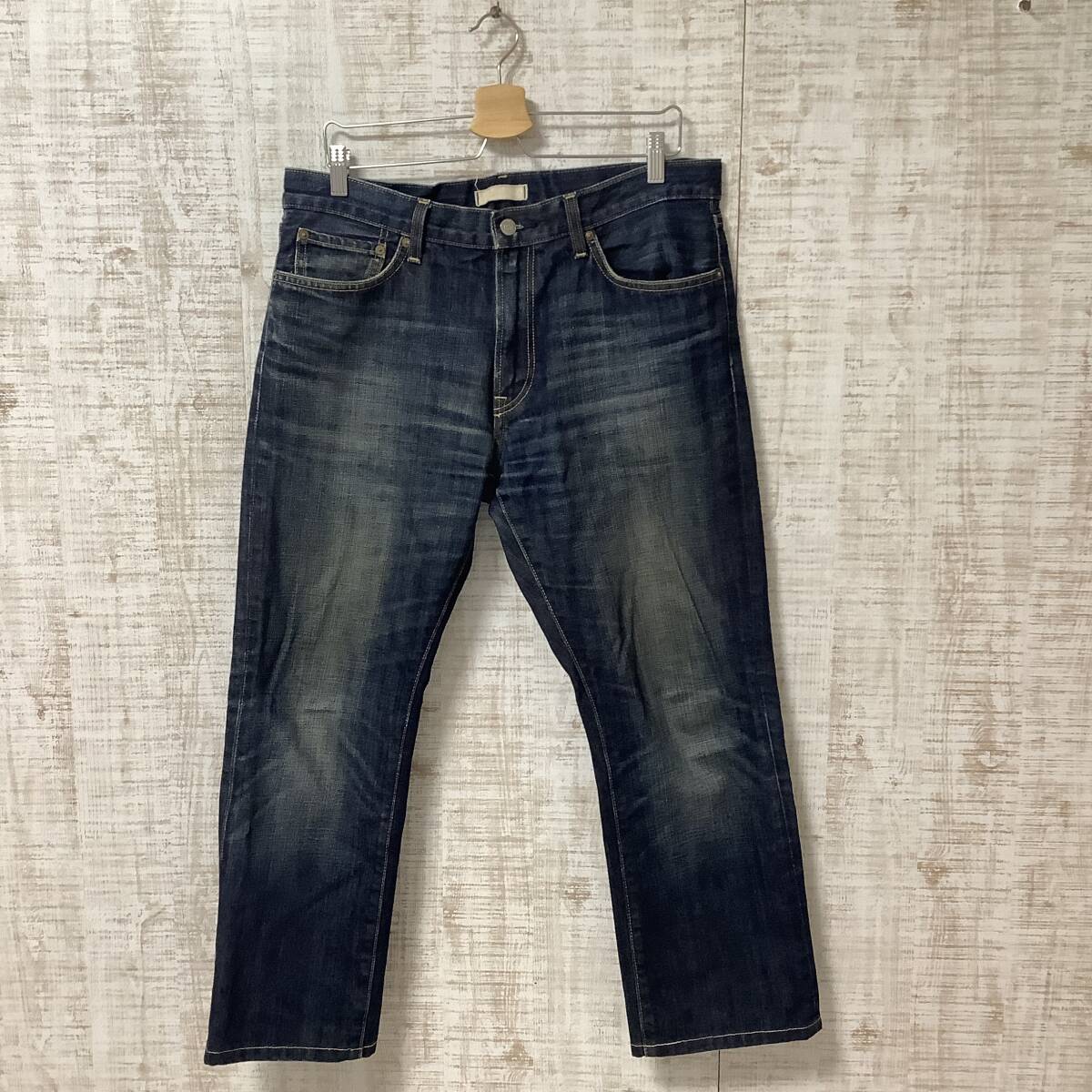 M47◇UNIQLO | ユニクロ　パンツ　デニム　ストレート　綿100%　デニムブルー　サイズ34