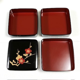 ★ 即決・送料無料 ★ 漆器 会津塗 三段 重箱 枝梅 雅匠 黒_画像6