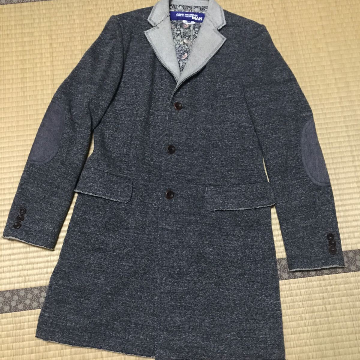 美品　JUNYA WATANABE MAN ロング　ジャケット　スウェット　コート　コムデギャルソン　17SS パリコレクション　グレー 上著　綿100% M