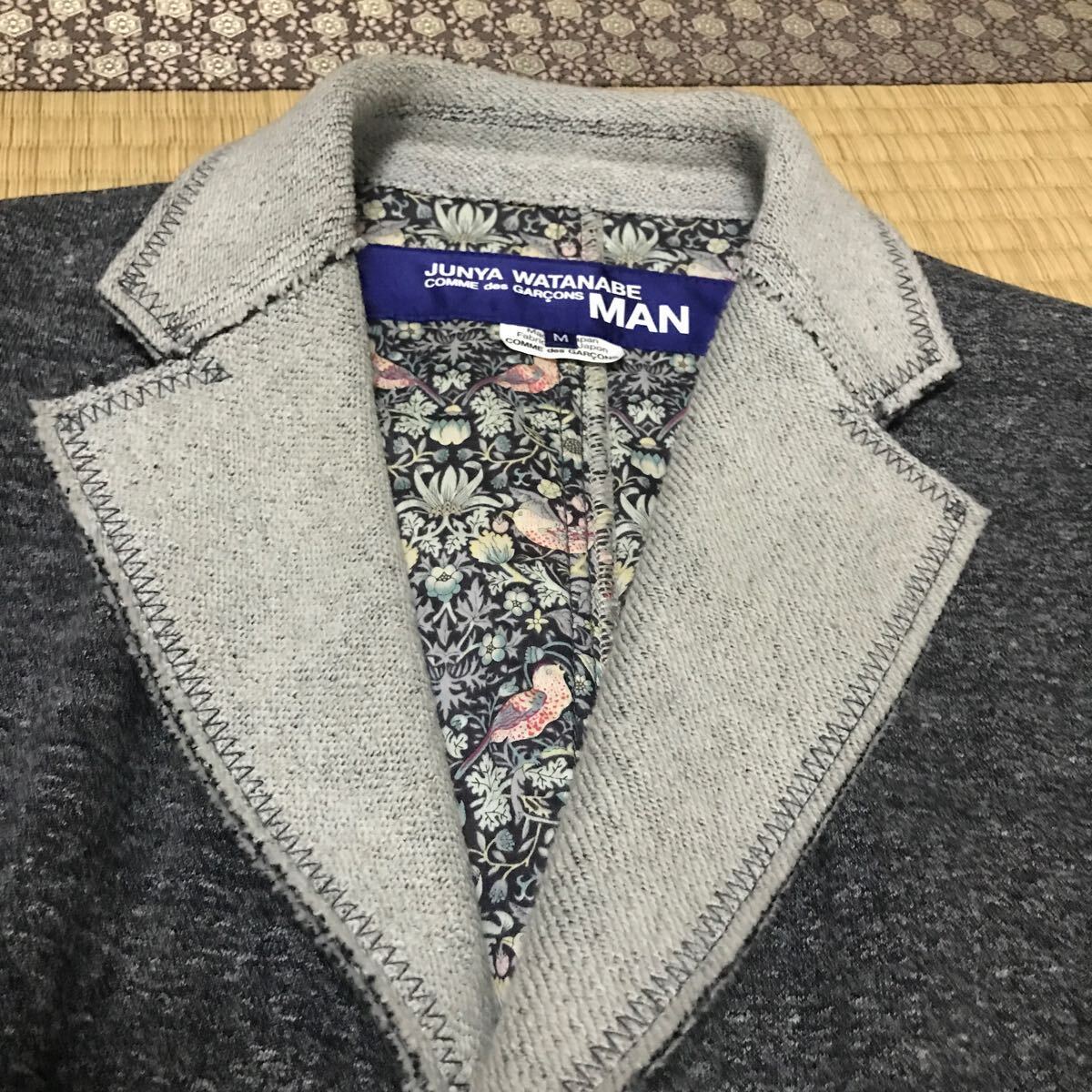 美品　JUNYA WATANABE MAN ロング　ジャケット　スウェット　コート　コムデギャルソン　17SS パリコレクション　グレー 上著　綿100% M
