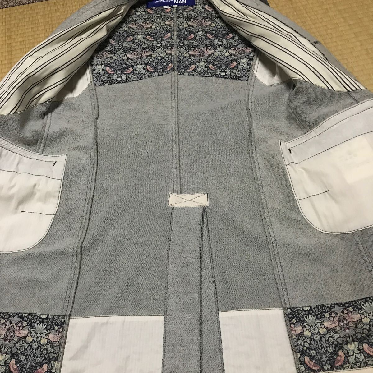 美品　JUNYA WATANABE MAN ロング　ジャケット　スウェット　コート　コムデギャルソン　17SS パリコレクション　グレー 上著　綿100% M