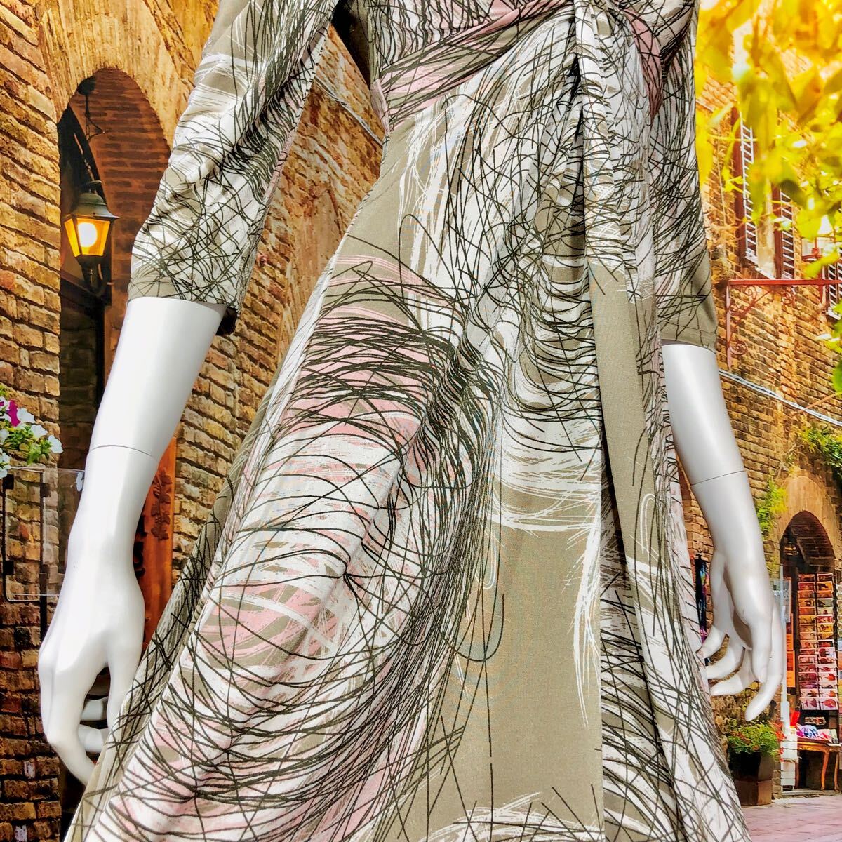 EGERIE シルバーベージュ ピンクデザインワンピース 単品　XS T1 カシュクール _画像4