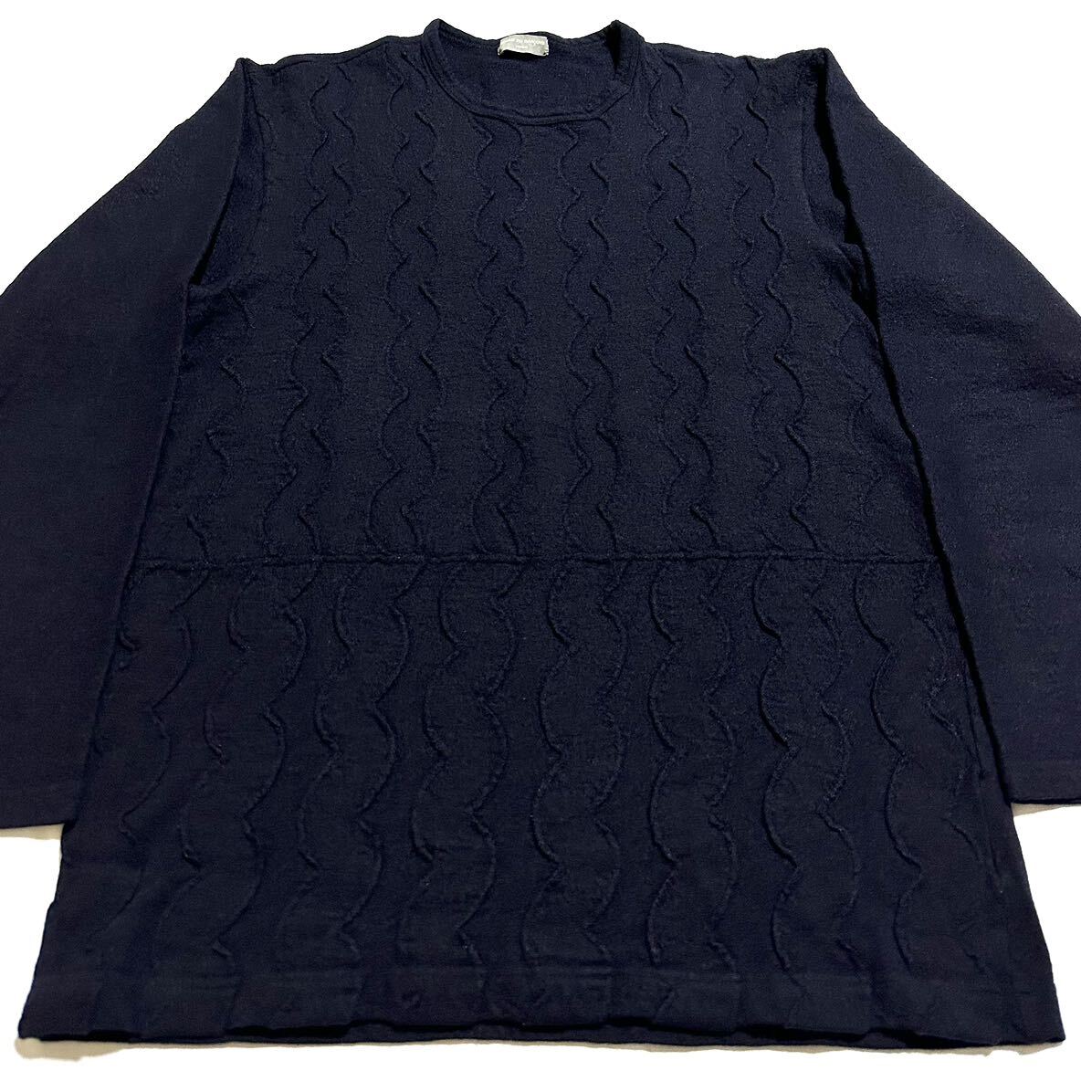 コムデギャルソン オム comme des garcons homme ウール 縮絨 セーター ニット ウェーブ 波 螺旋 立体 ad2002 archive 銀タグ 田中オム_画像3