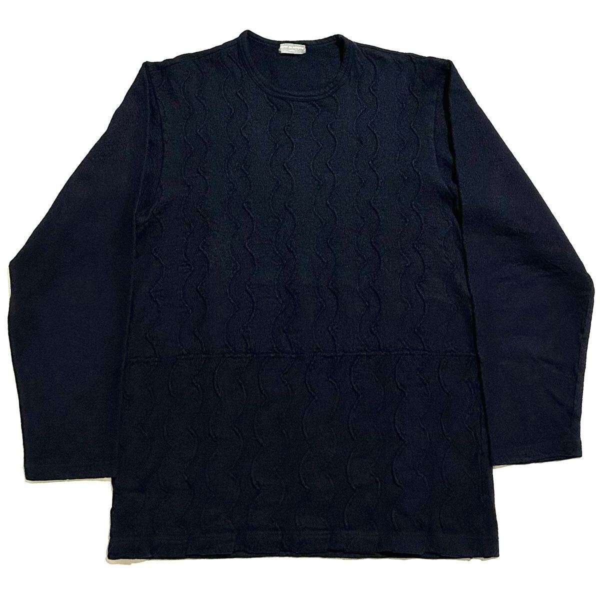 コムデギャルソン オム comme des garcons homme ウール 縮絨 セーター ニット ウェーブ 波 螺旋 立体 ad2002 archive 銀タグ 田中オム_画像1