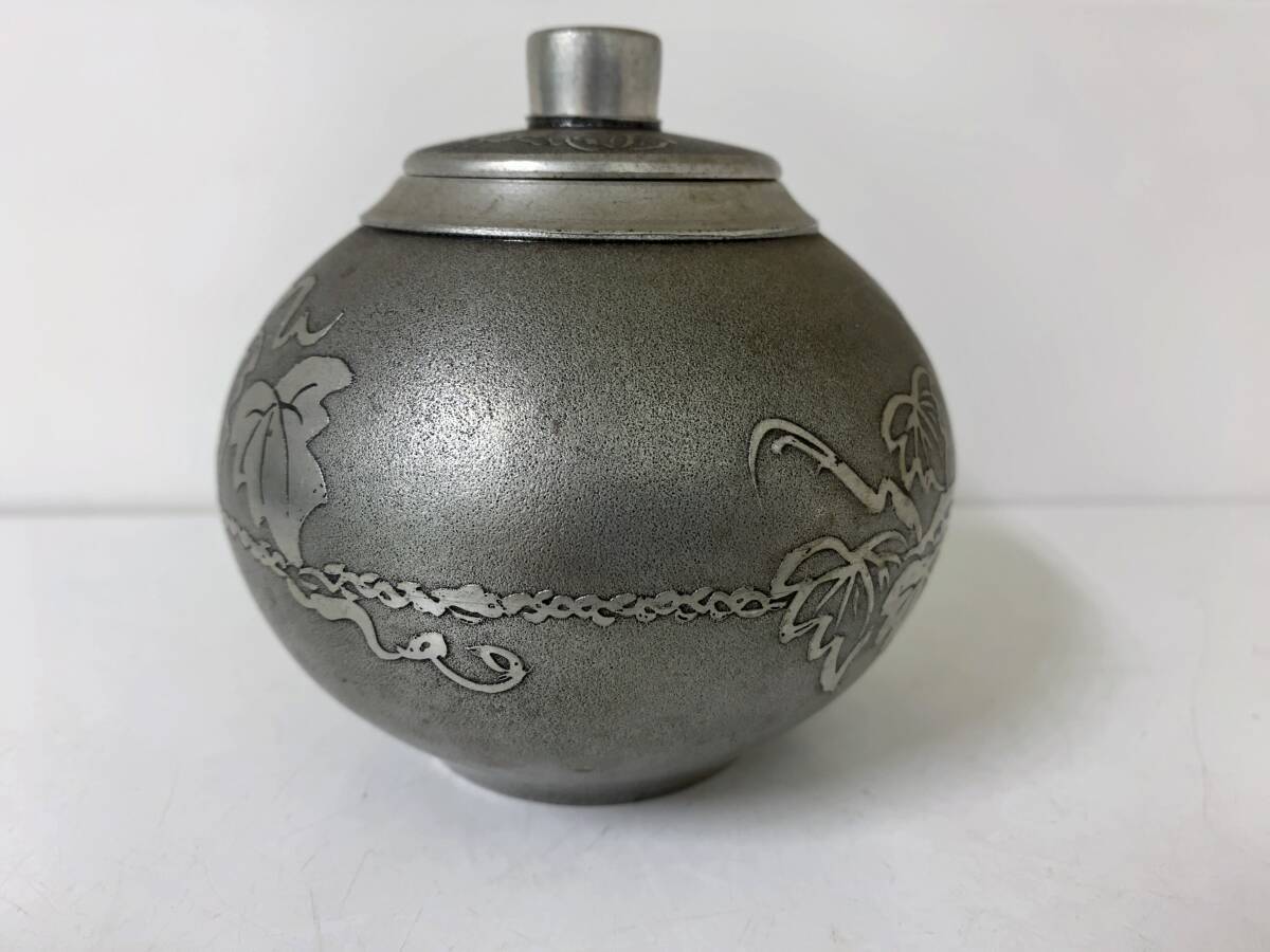 サツマ 岩切 正錫 茶筒 錫器 さつま 薩摩 星光 錫 工芸品 ☆38669