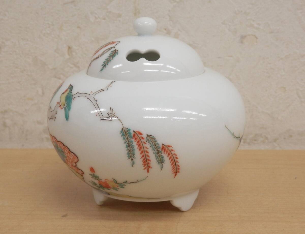 Yawd-D039 古伊万里 瑠璃 扇に桔梗の図 菱形変形皿 5客 花形皿 変形皿