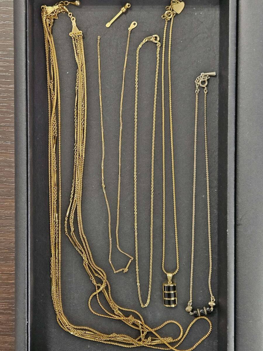 #3053 【メッキ アクセサリー メダル 金杯 まとめ】パール ネックレス ブレスレット イヤリング ブローチ など