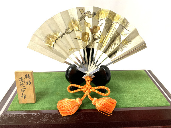 武比古 純銀 扇 4号 松竹梅 SILVER999 SV 置物 日本の伝統工芸 武比古 純銀 扇 4号 松竹梅 SILVER999 SV 置物 日本の伝統工芸