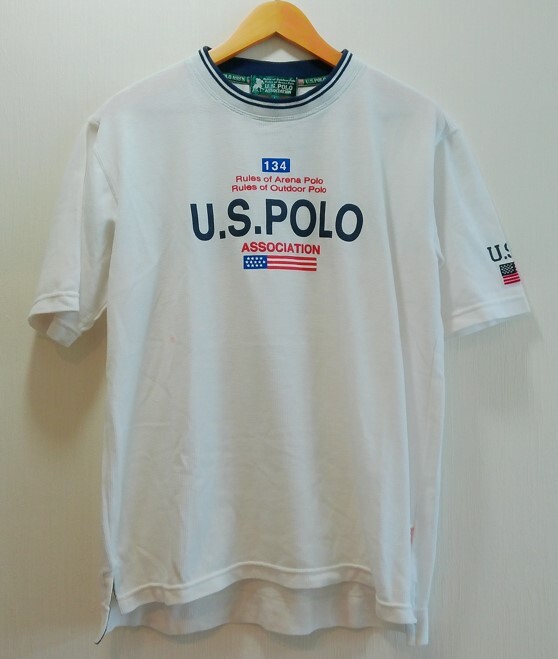 1円から売り切りスタート?? U.S.POLO ASSOCIATION ユーエスポロ 半袖 丸首 メンズ Lサイズ 白 ロゴT oante a201h1009
