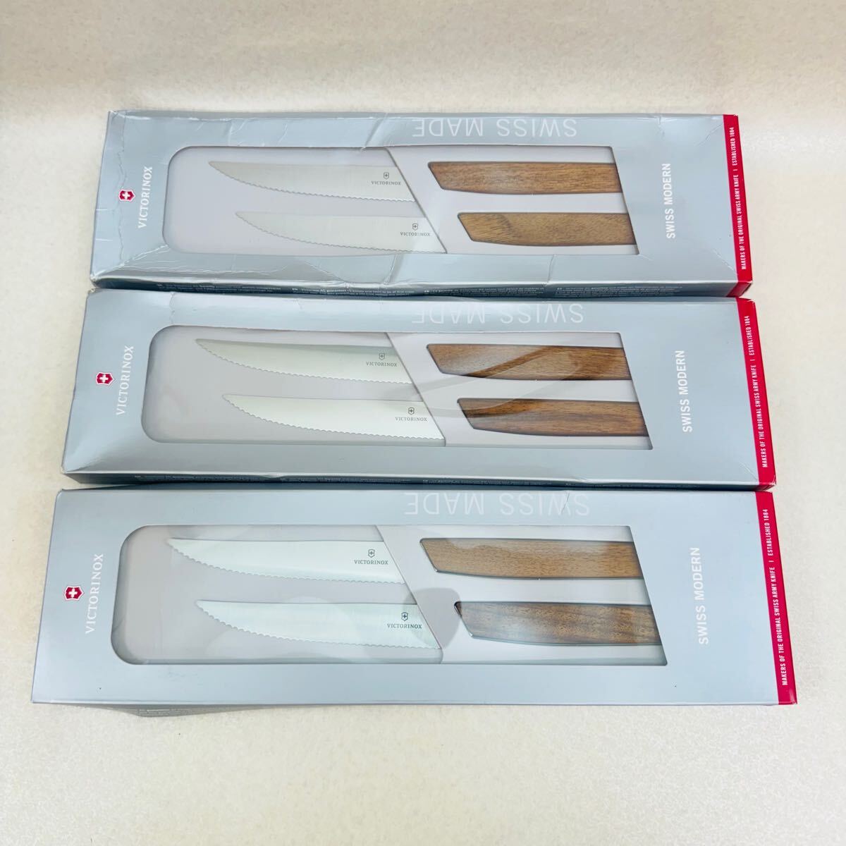 30★未使用品★ VICTORINOX 6.9000.12WG SM ステーキナイフ　波刃 柄天然木 スイス製　まとめ