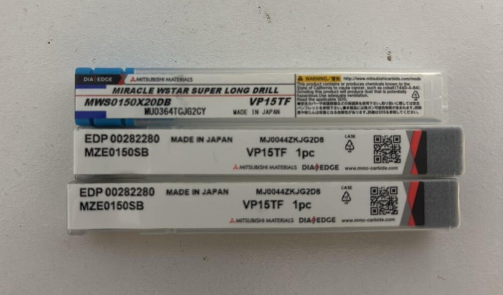 三菱マテリアル 超硬ドリル MZE MWS φ1.5・ 3本セット・ロングタイプ OSG Moldino NACHI 日立 住友・新品未使用