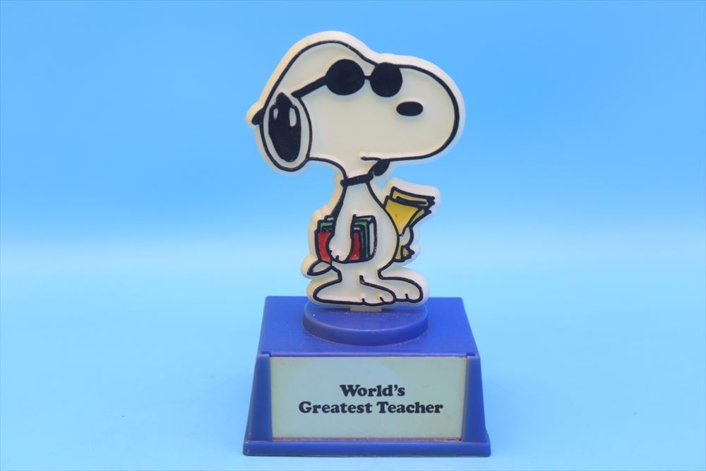 70s AVIVA スヌーピー トロフィー/ World's Greatest Teacher/青 70s AVIVA スヌーピー トロフィー/ World's Greatest Teacher/青