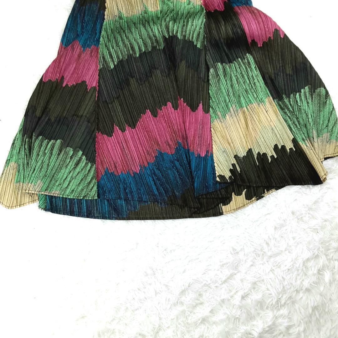 希少カラー90s PLEATS PLEASE ロングワンピース 孔雀の羽柄 美品 希少カラー90s PLEATS PLEASE ロングワンピース 孔雀の羽柄 美品
