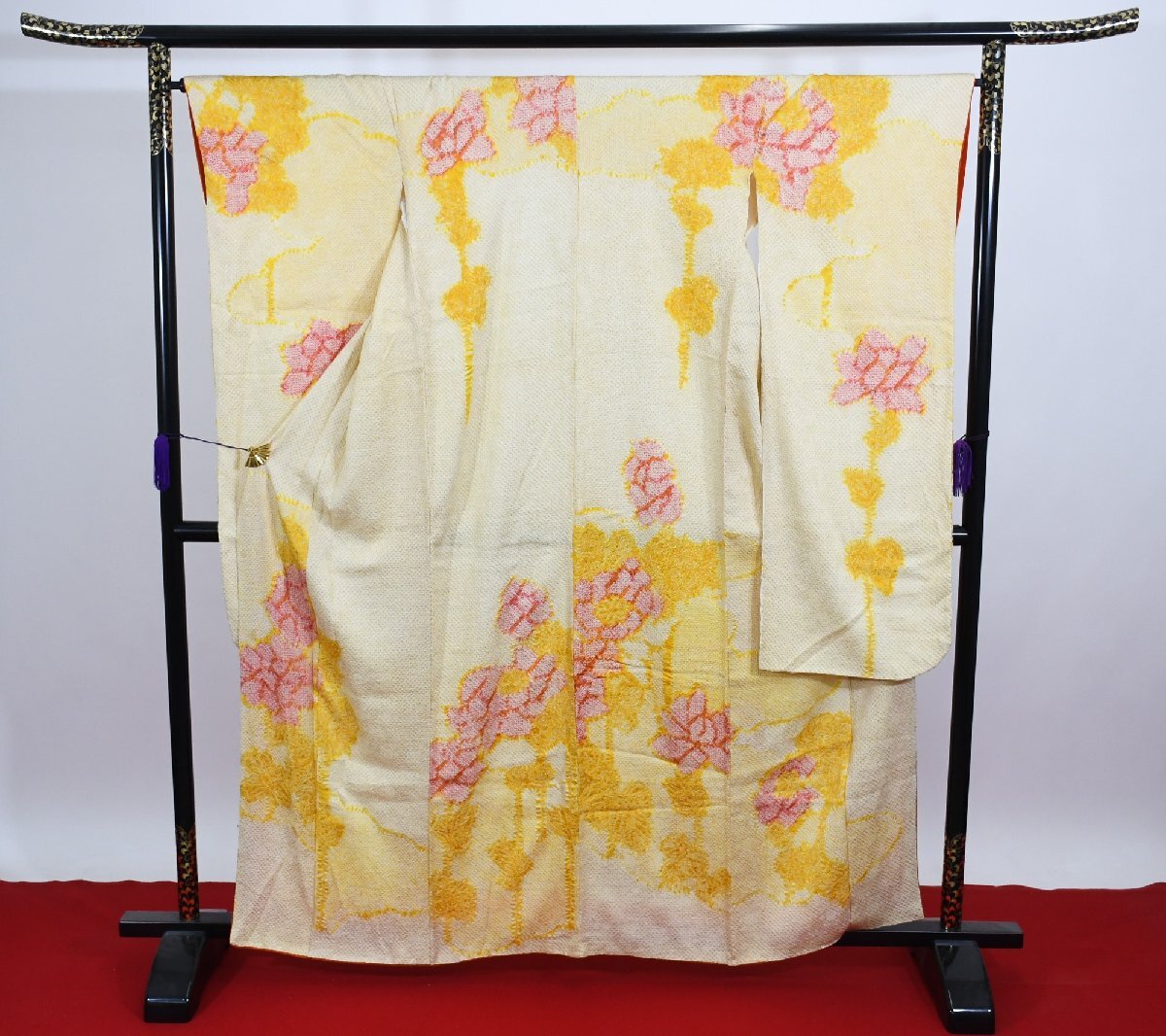 振袖 成人式 結婚式 総絞り 花 身丈１５６cm 裄丈６７cm ★着物 f-945 桜庭呉服店