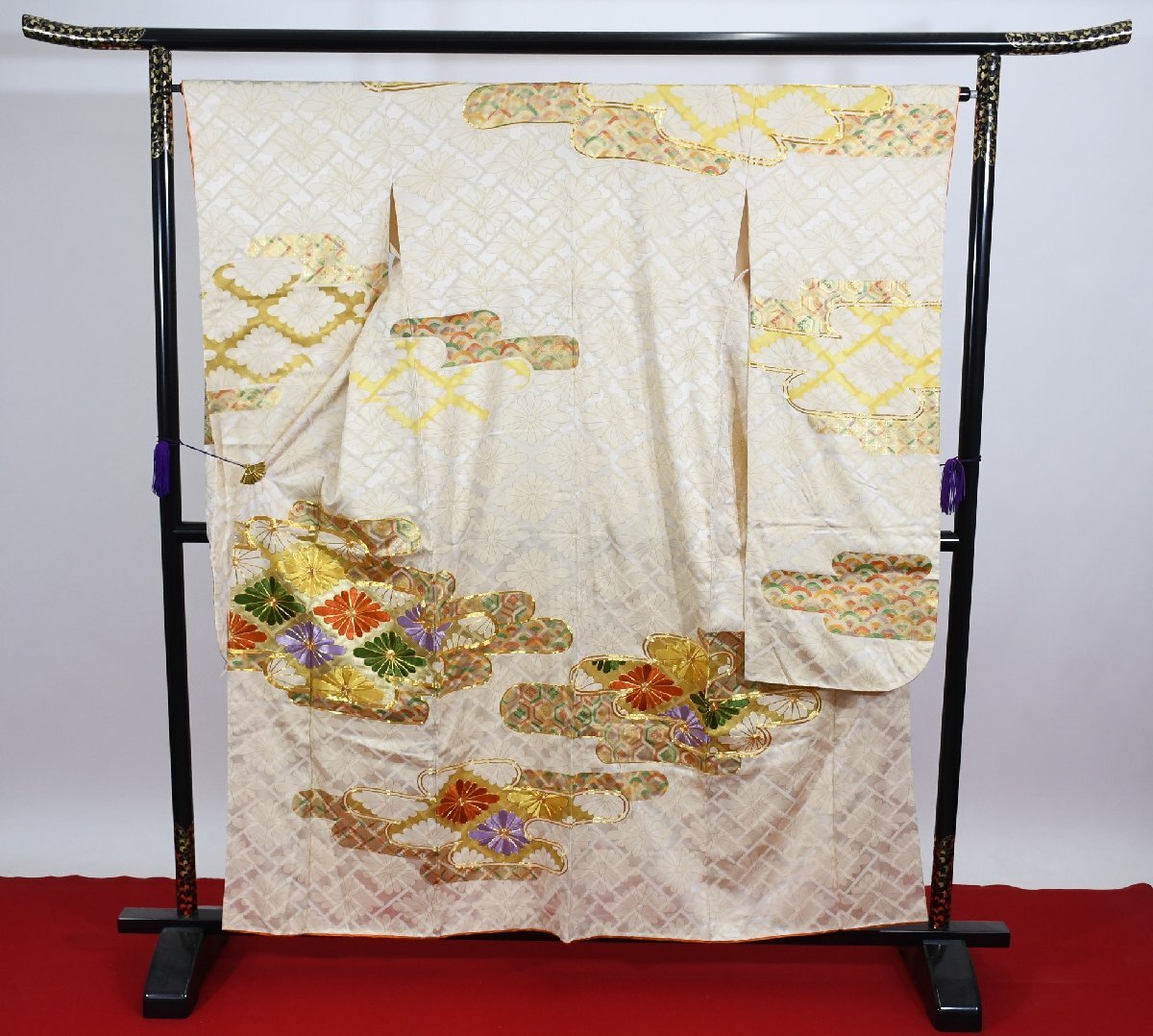 振袖 成人式 結婚式 菊 菱文様 身丈１５１cm 裄丈６５cm ★着物 f-974 桜庭呉服店