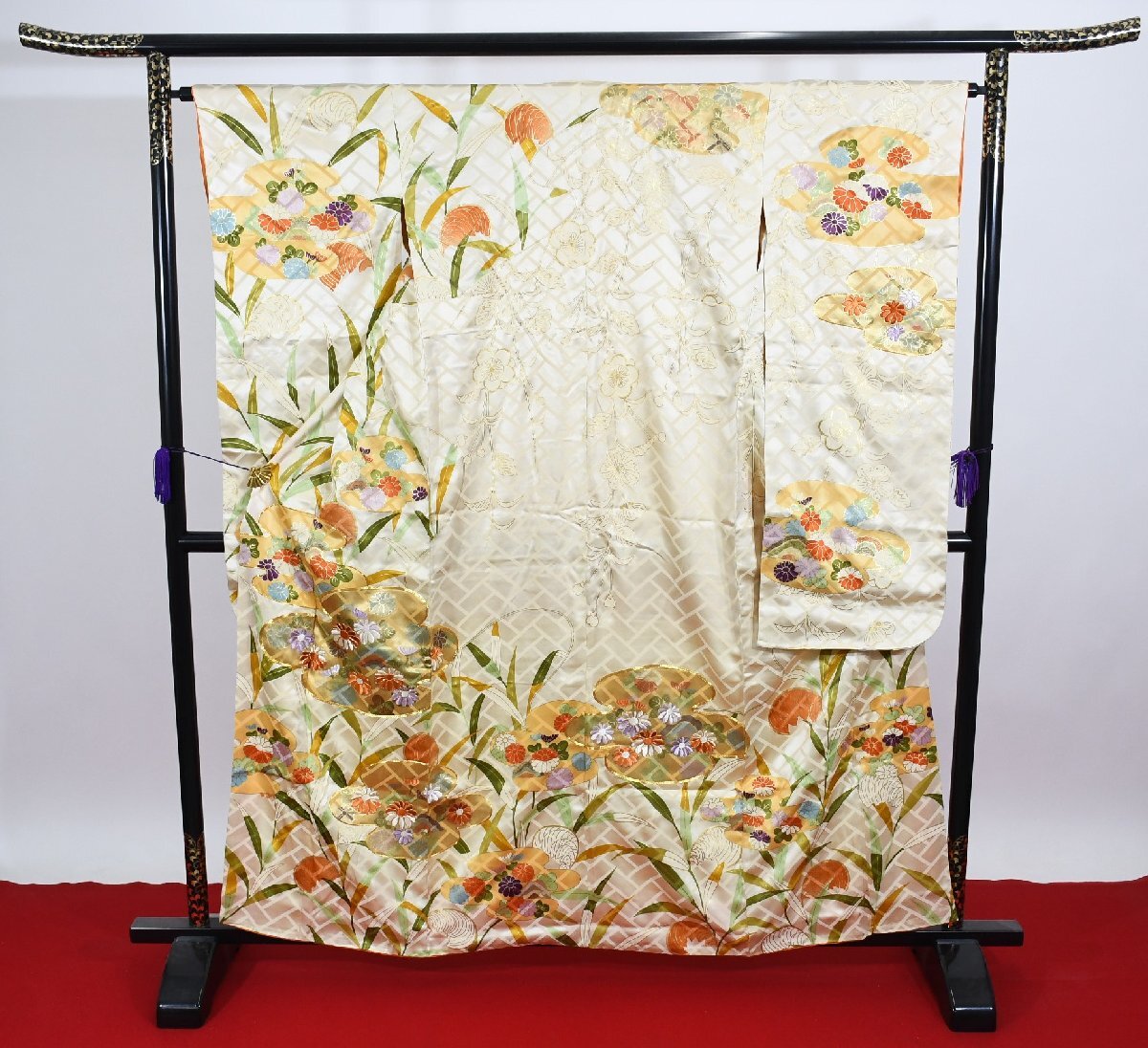 振袖 成人式 結婚式 檜垣 雲取り菊 身丈１５３cm 裄丈６４cm ★着物 f-932 桜庭呉服店
