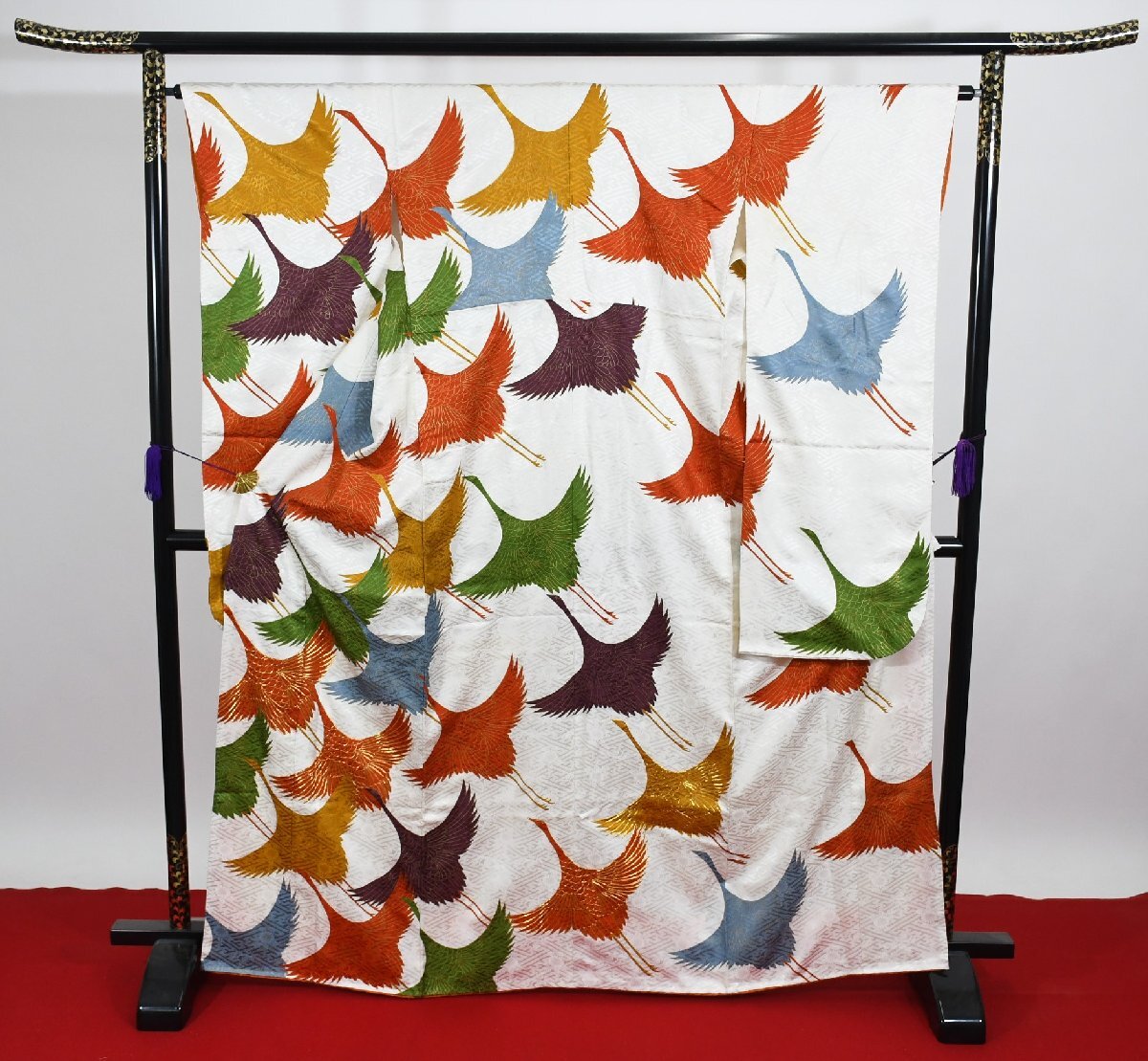 振袖 成人式 結婚式 鶴 舞鶴 卍 身丈１６０cm 裄丈６５cm ★着物 f-942 桜庭呉服店