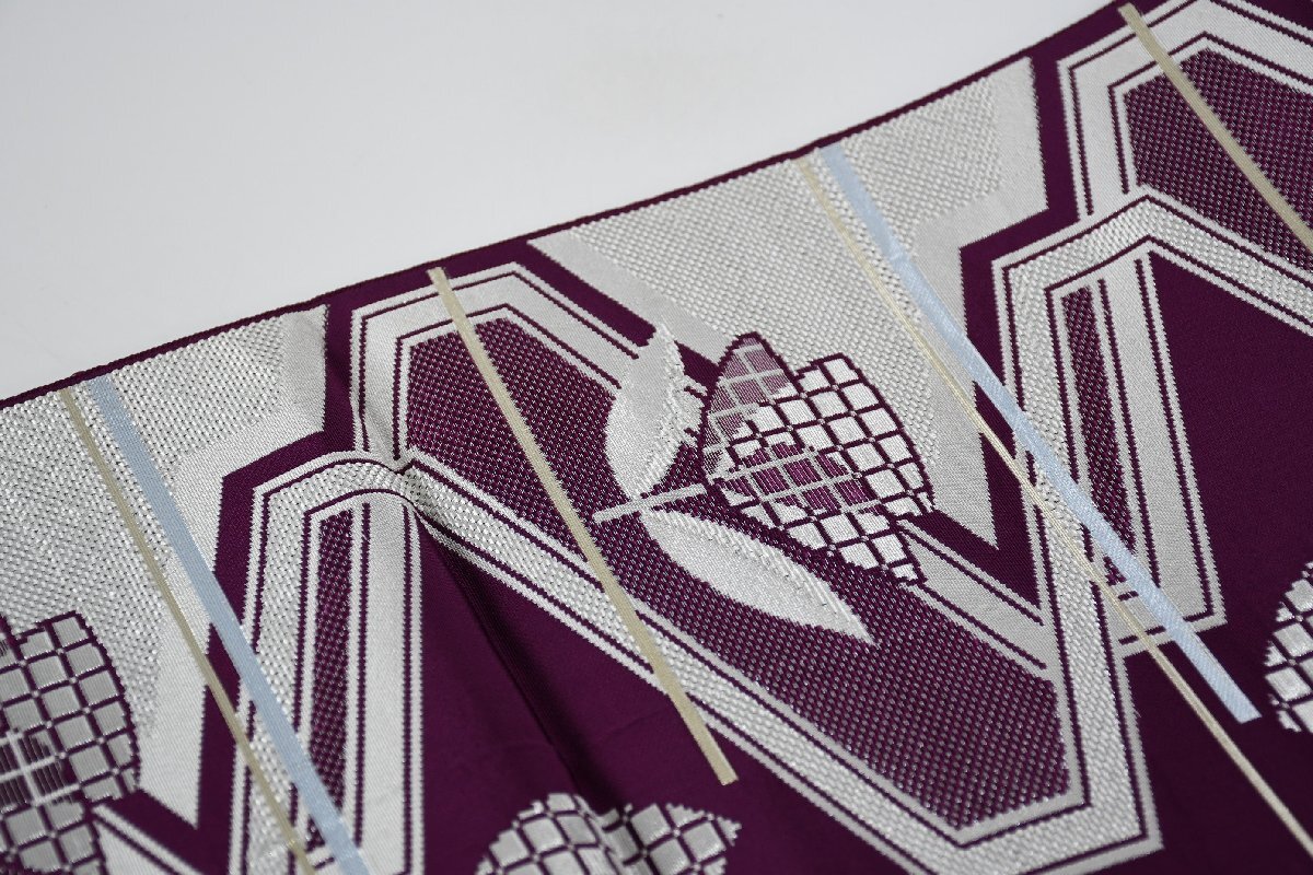 袋名古屋帯 全通柄 花 幾何学模様 帯丈396cm ★着物屋 ne-12414 桜庭呉服店_画像10