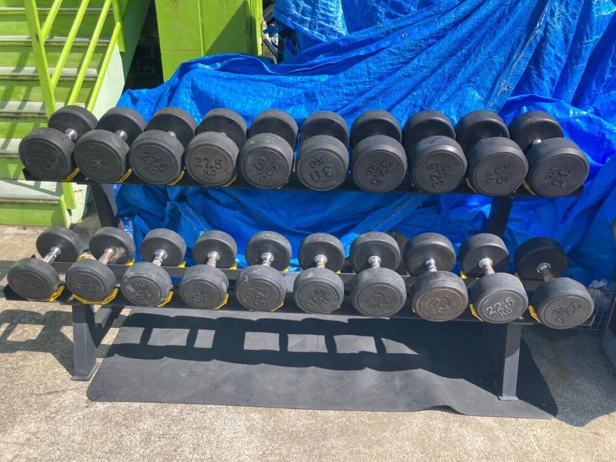 福袋 オンライン ○E9607 12.5-35kg ペアセット ジムラバーダンベル 業務用 バーベル、ダンベル