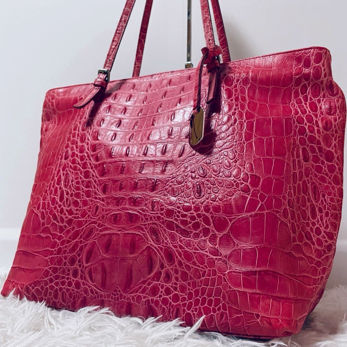 1円〜入手困難 FURLA フルラ トートバッグ ブリーフケース クロコダイル クロコ型押し メンズ レディース 本革 レザー 大容量 A4 肩掛け