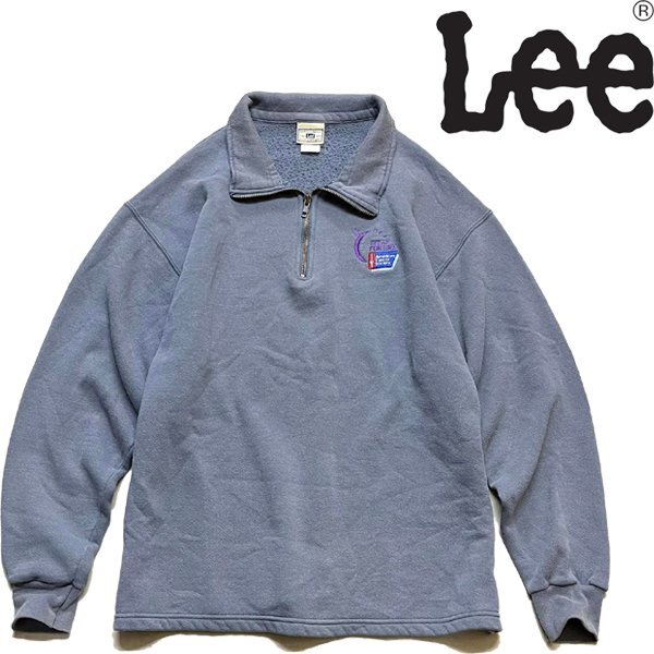 1点物◆リーLEEハーフジップZipスウェット古着メンズL/XLレディースOKアメカジ90sストリート/スポーツUSブランド中古トレーナー灰色373504