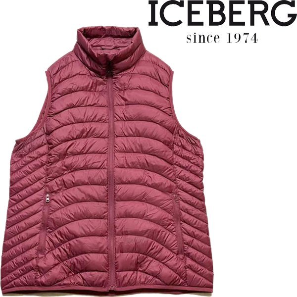 1 пункт предмет * Iceberg ICEBURG свет жилет б/у жилет б/у одежда мужской L женский OK American Casual 90s Street / спорт уличный US бренд 37342