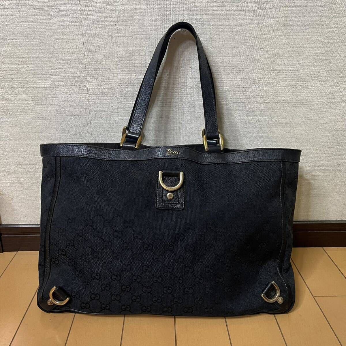 GUCCI グッチ トートバッグ ブラック GGキャンバス 