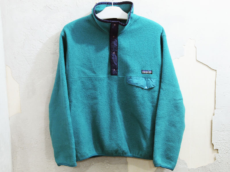90s patagonia SNAP-T スナップT フリース プルオーバー パタゴニア USA製 S エメラルド グリーン 25530 F1