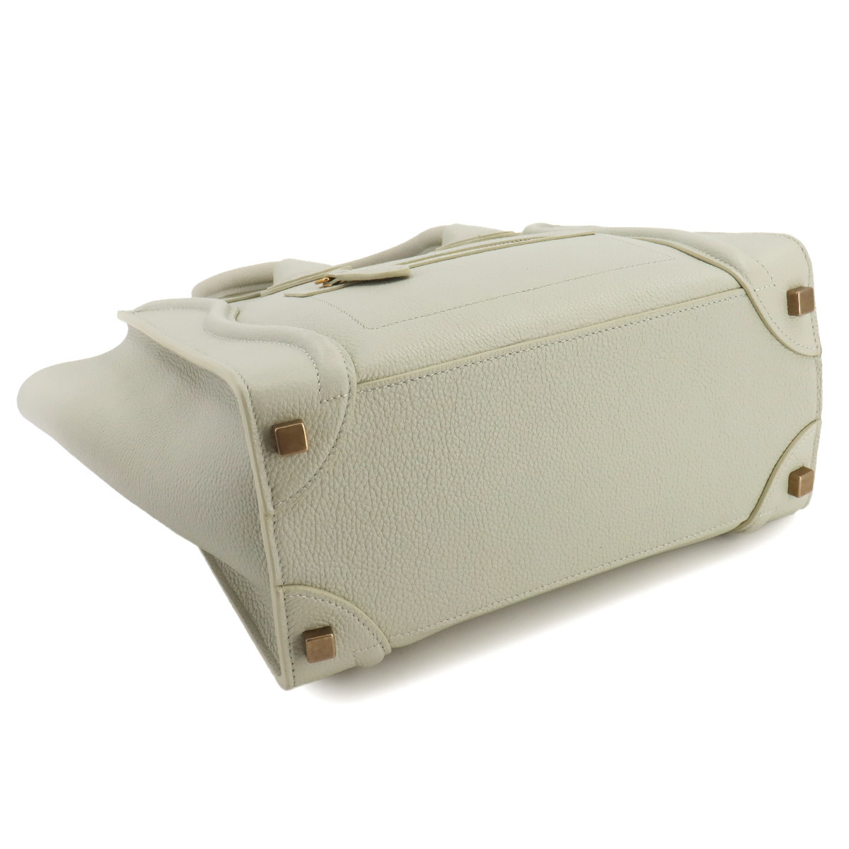 新品同様 セリーヌ CELINE ラゲージ マイクロショッパー ハンド バッグ レザー ライトグリーン 189793 Luggage Micro Shopper 90251615