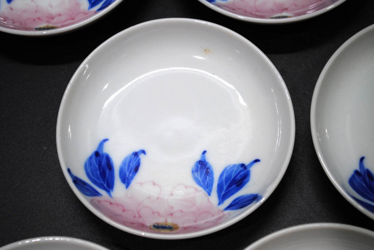 【売切り屋】源六焼 小皿 10枚 牡丹図 佐賀 嬉野 旧家蔵出 /平皿 料亭 懐石 日本料理 会席 割烹 和食器 古伊万里色絵 有田焼_画像4