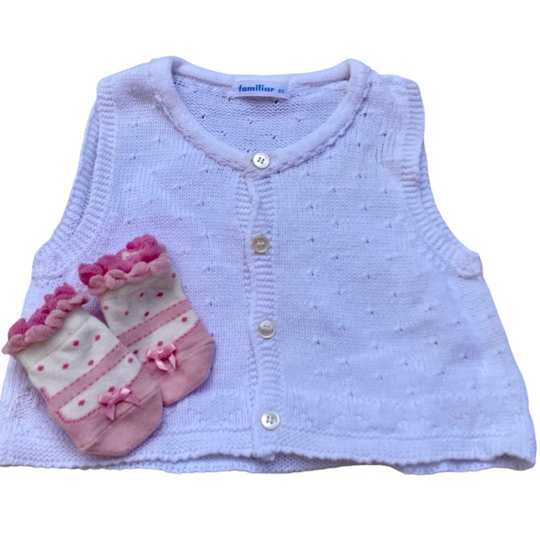 ★美品　ファミリア　familiar　ベビーベスト＆ミキハウス　MIKIHOUSE　靴下?。?　トップス　ニット