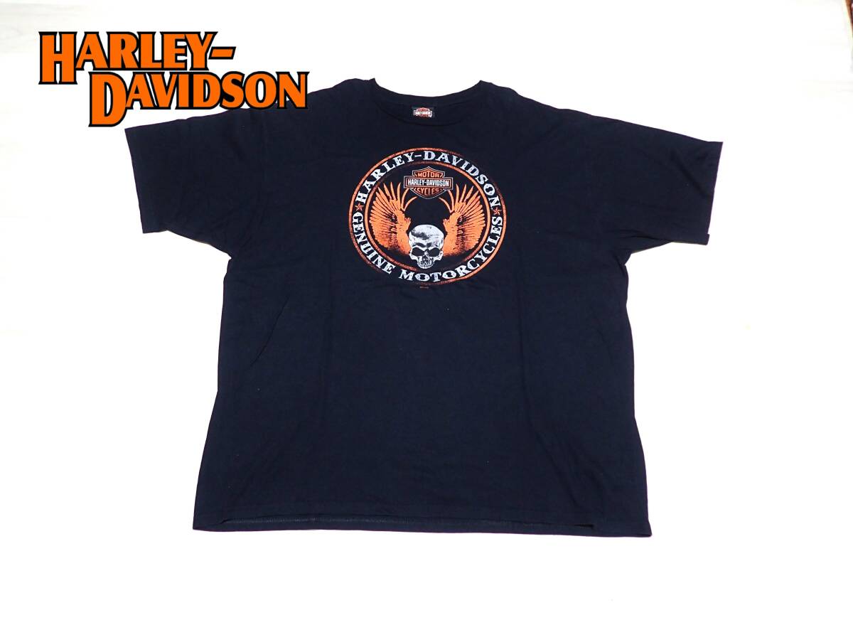 ☆HARLEY-DAVIDSON　☆ハーレーダビッドソン　☆バイクウエア　☆ドクロ柄　☆半袖Tシャツ　☆ブラック　☆キングサイズ　☆3X