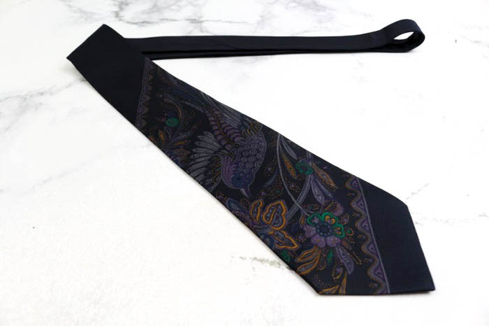 ジャンニ?ヴェルサーチ ブランド ネクタイ ストライプ柄 ペイズリー シルク イタリア制 PO メンズ ネイビー Gianni Versace